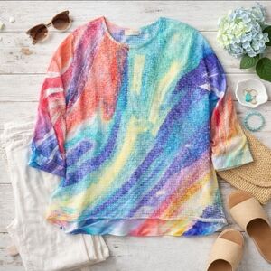 Jess & Jane 1X Abstract Mesh Overlay Tunic | Made in USA Wearable Art